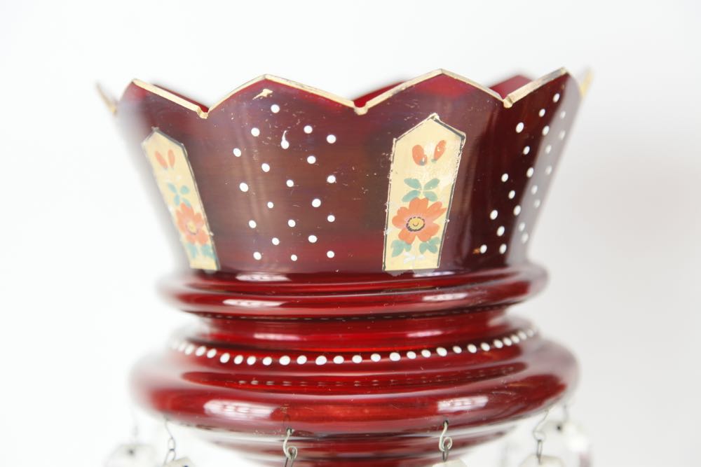 Red Bohemian Glass Victorian Lustres