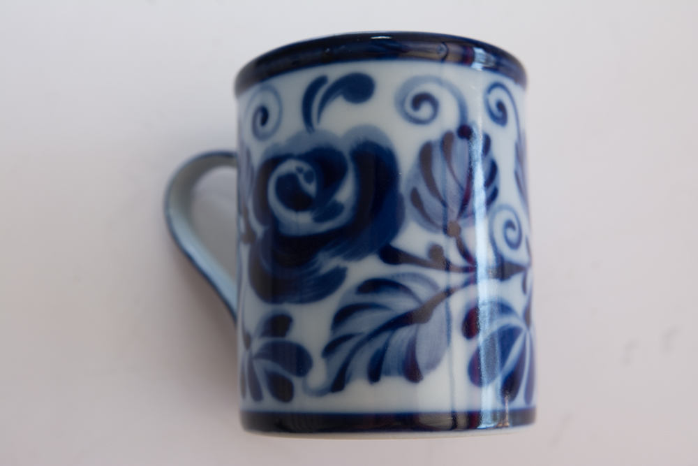 Assortment of Blue and White Kitchen Items