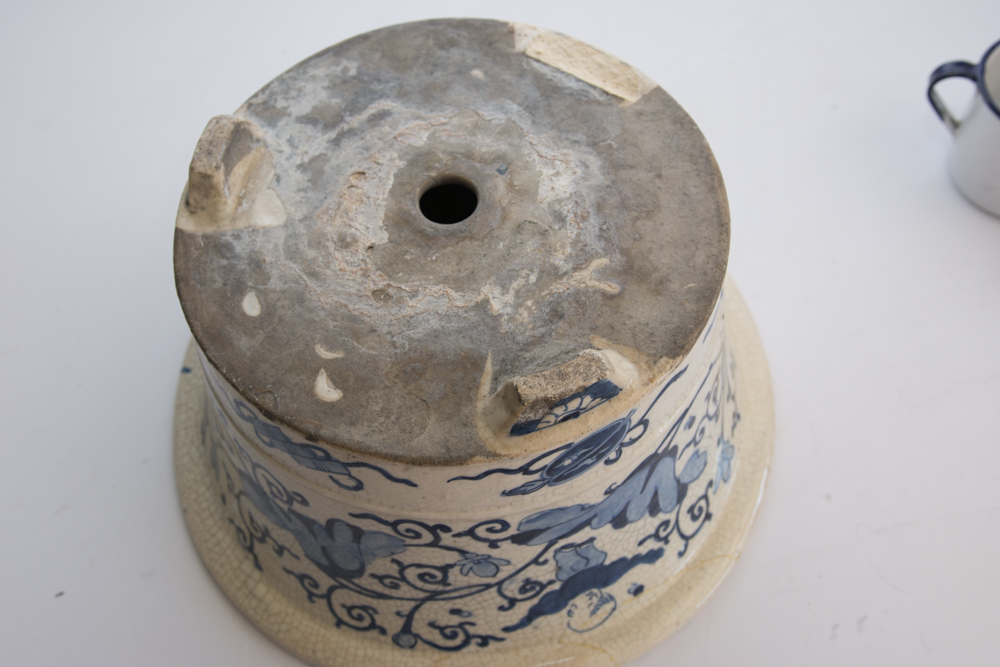 Assortment of Blue and White Kitchen Items