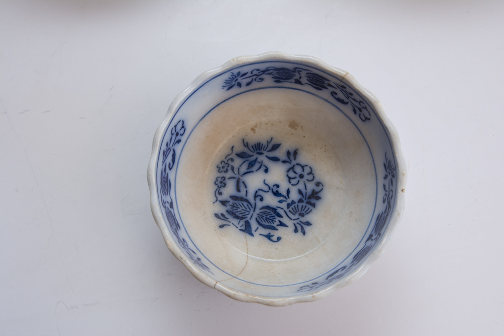 Assortment of Blue and White Kitchen Items