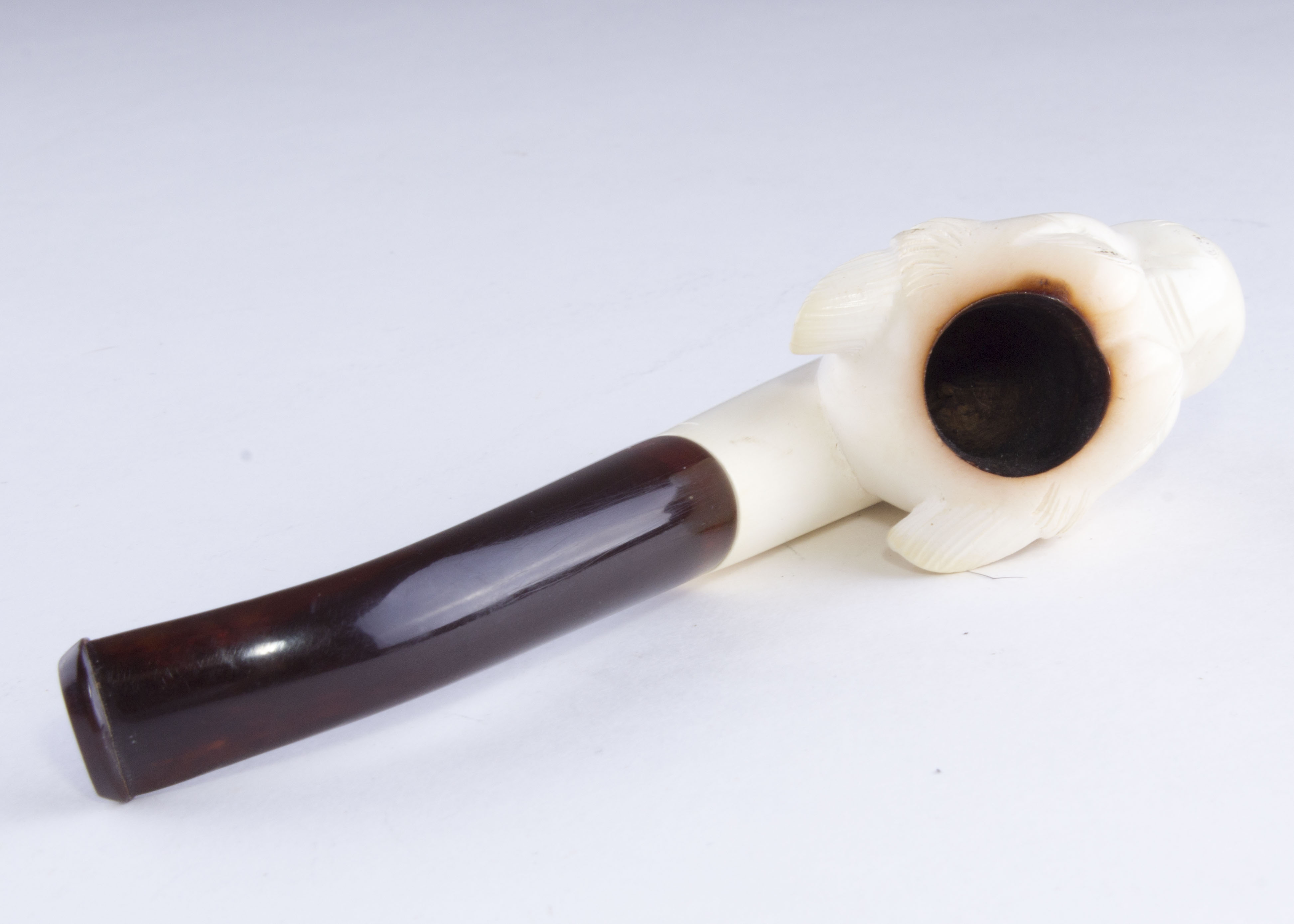 Vintage Hand Carved and Signed Lion Head Meerschaum Pipe