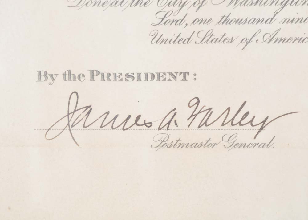 Postmaster Appointment Certificate Signed by Franklin D. Roosevelt