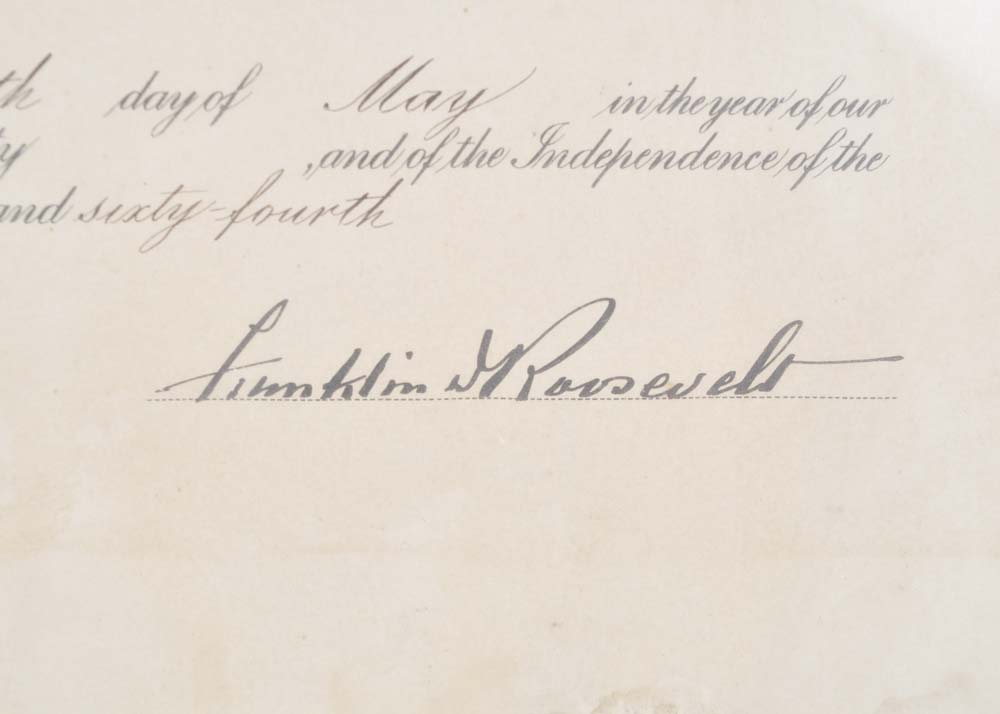 Postmaster Appointment Certificate Signed by Franklin D. Roosevelt