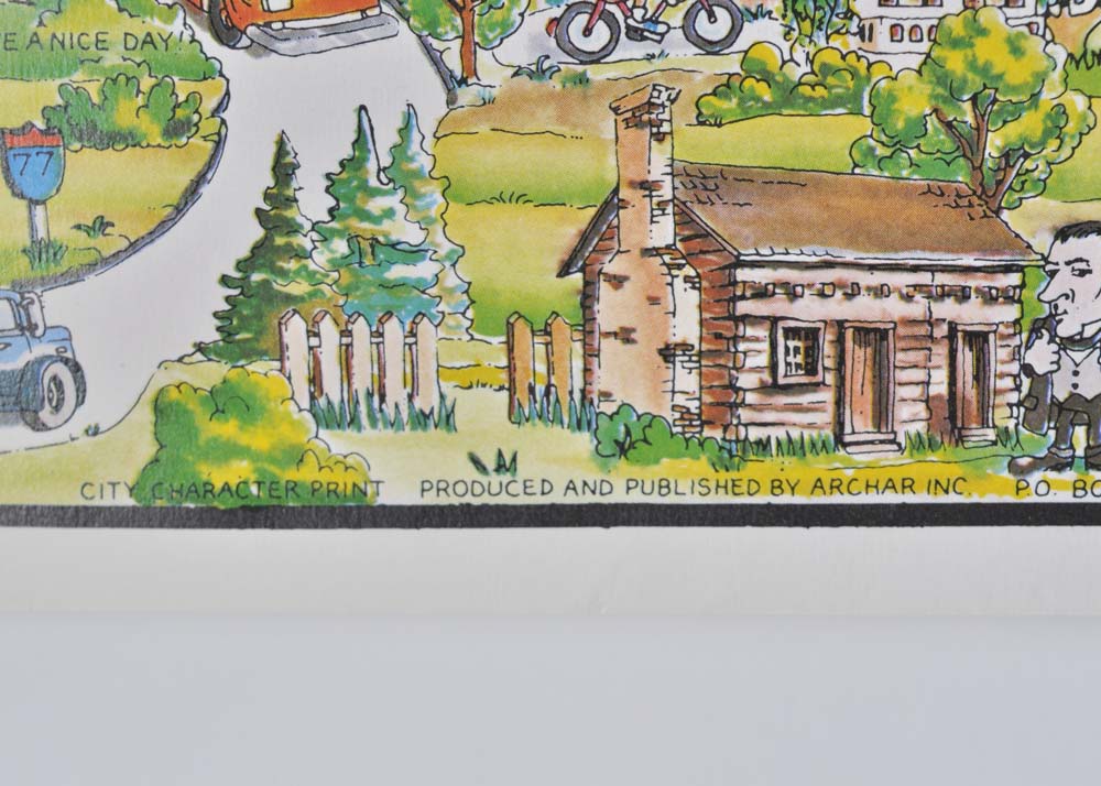 Vintage 1970s Illustrated Map of Charlotte, North Carolina