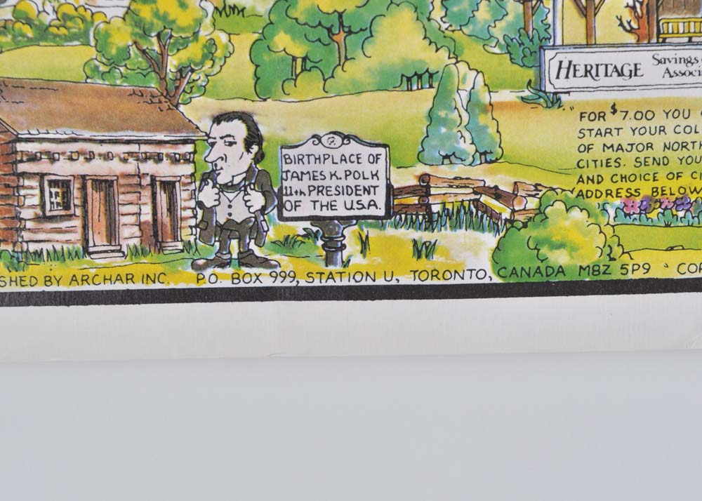 Vintage 1970s Illustrated Map of Charlotte, North Carolina