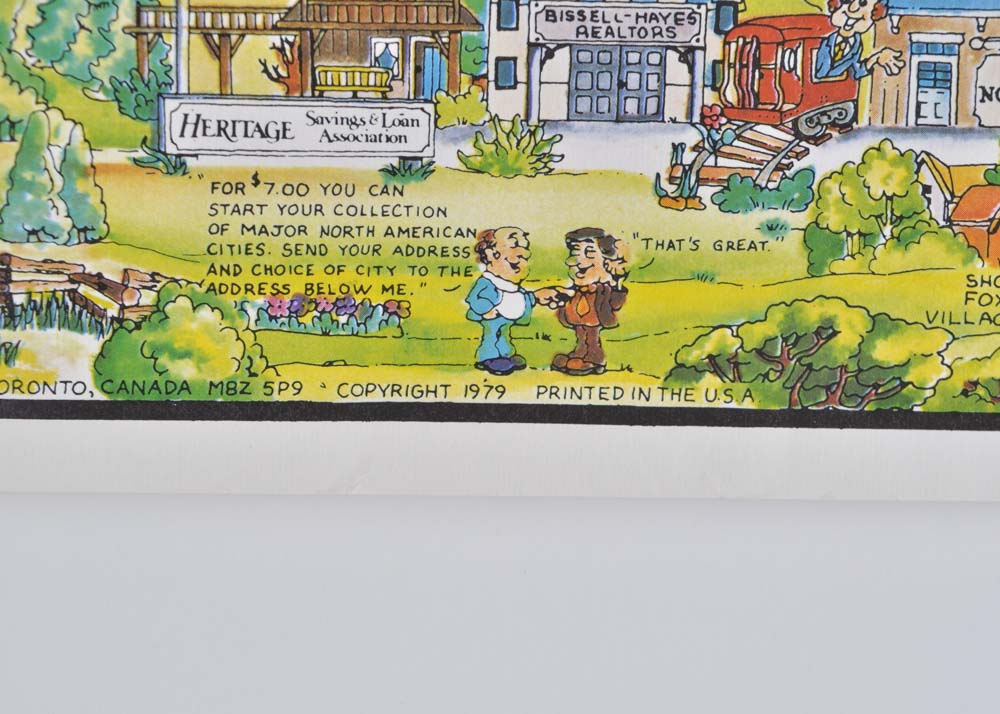 Vintage 1970s Illustrated Map of Charlotte, North Carolina