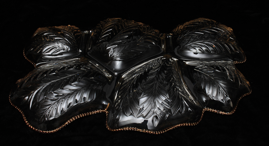 Leaf Shaped Glass Serving Dish