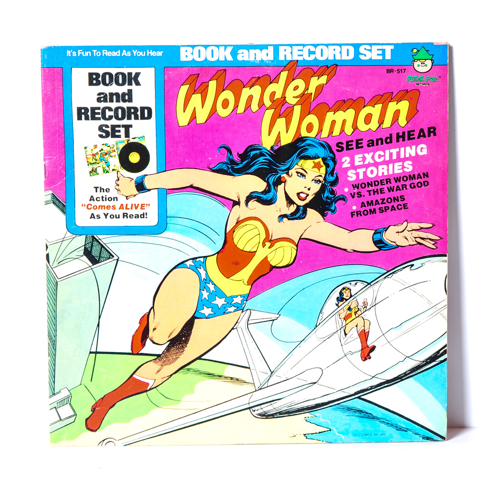Vintage Wonder Woman Book and Vinyl Record Set