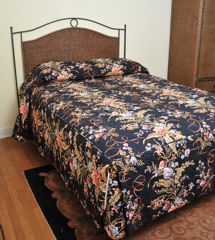 Pier 1 Wicker and Wrought Iron Queen Size Bed