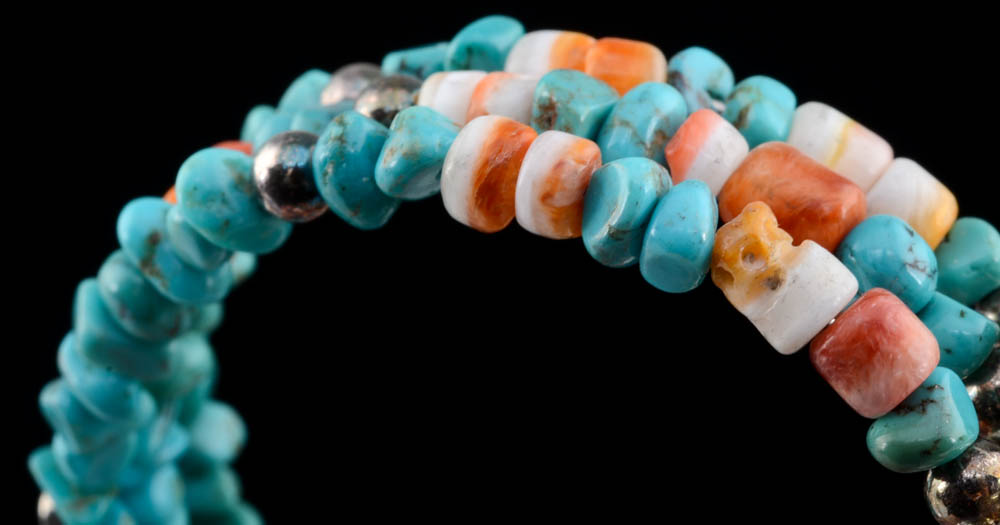 Southwestern Sterling, Turquoise and Shell Cuff Bracelet by Relios Jewelry