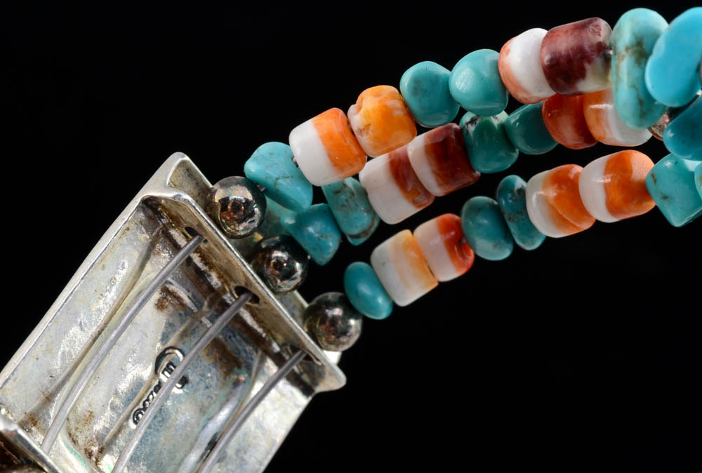 Southwestern Sterling, Turquoise and Shell Cuff Bracelet by Relios Jewelry