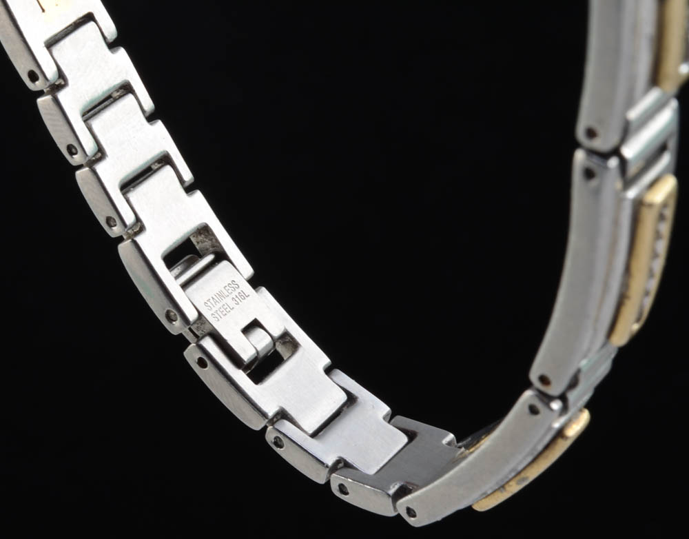 14K Yellow Gold and Stainless Steel Diamond Bracelet