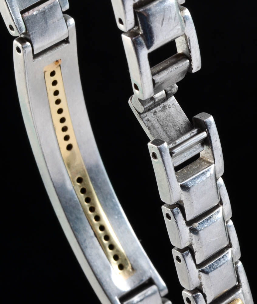 14K Yellow Gold and Stainless Steel Diamond Bracelet