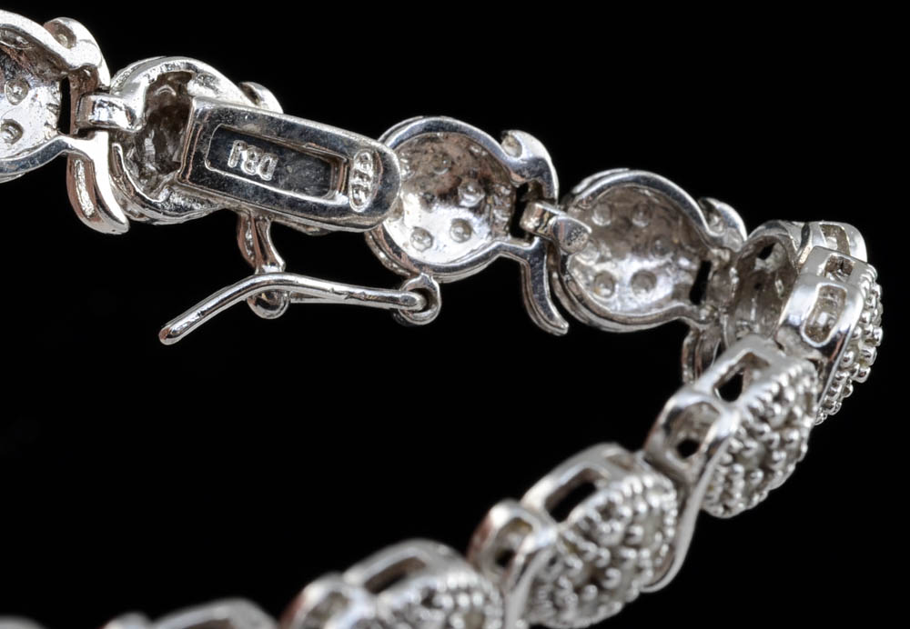 Nickel Plate Diamond Link Bracelet