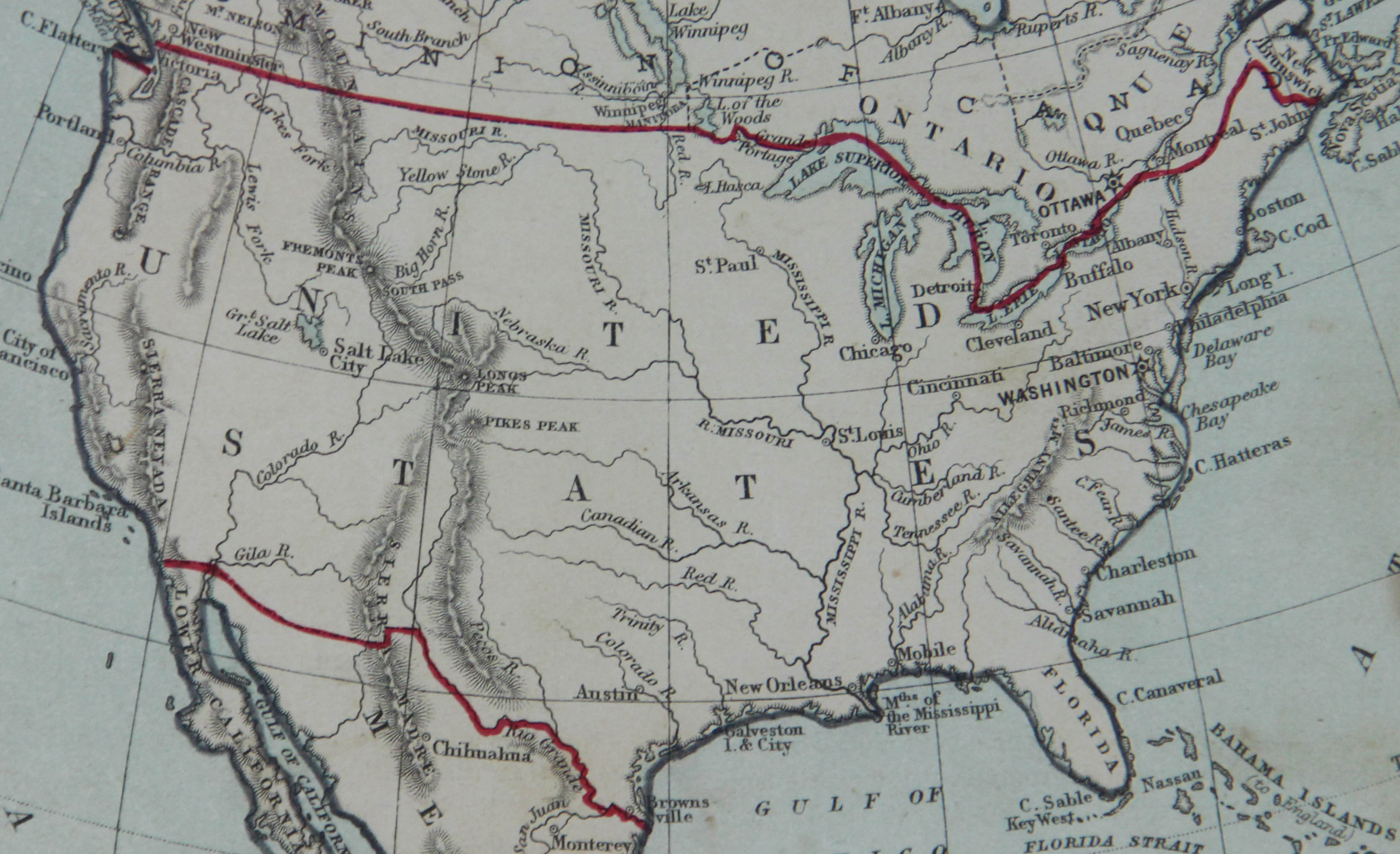 Original Framed 1880 Map of North America