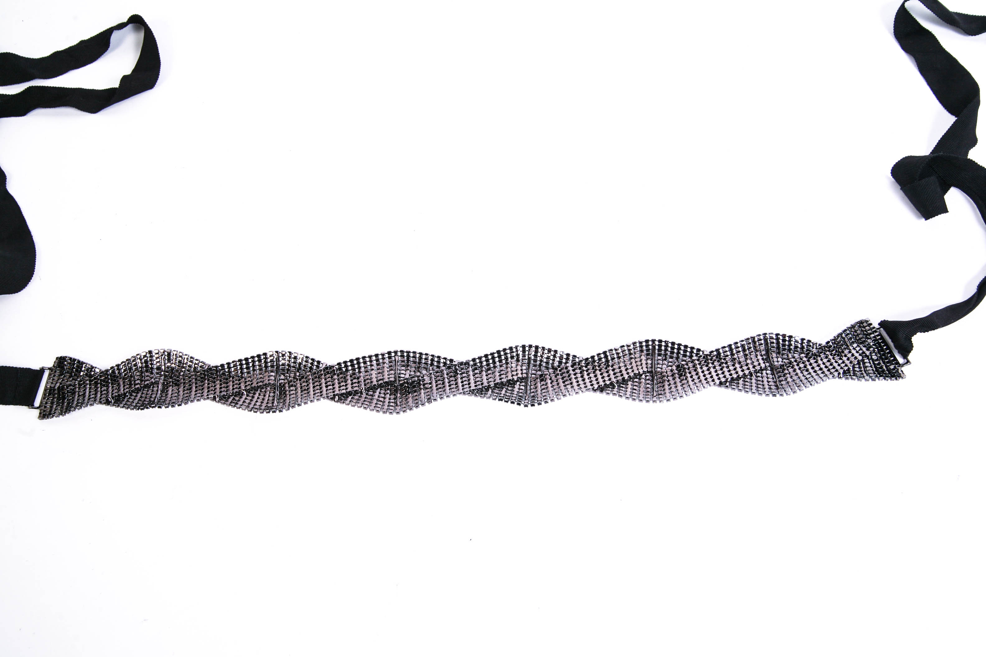 Barney's Black Woven Jeweled Belt