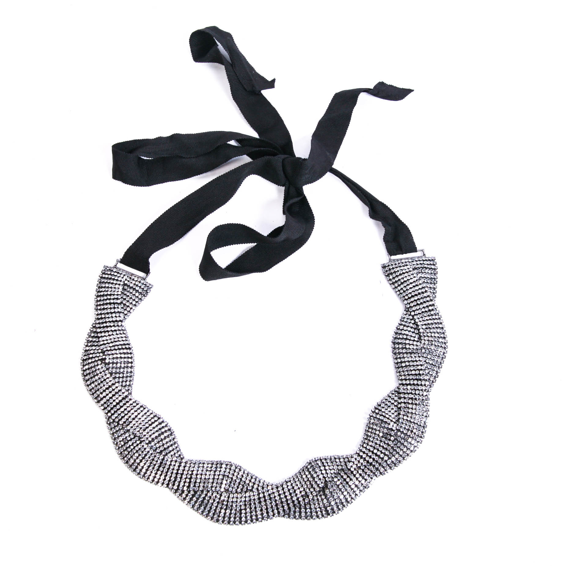 Barney's Black Woven Jeweled Belt