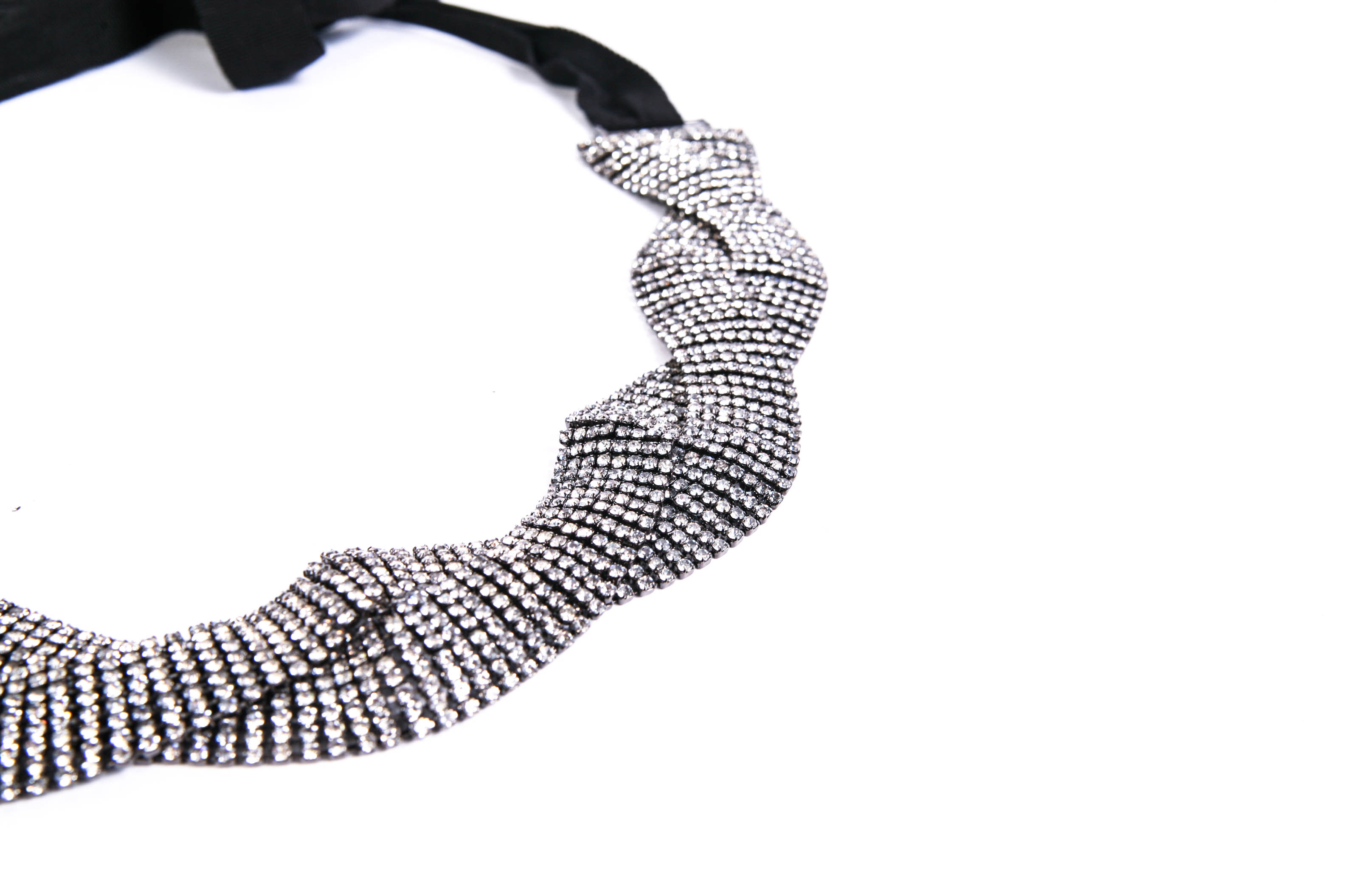 Barney's Black Woven Jeweled Belt