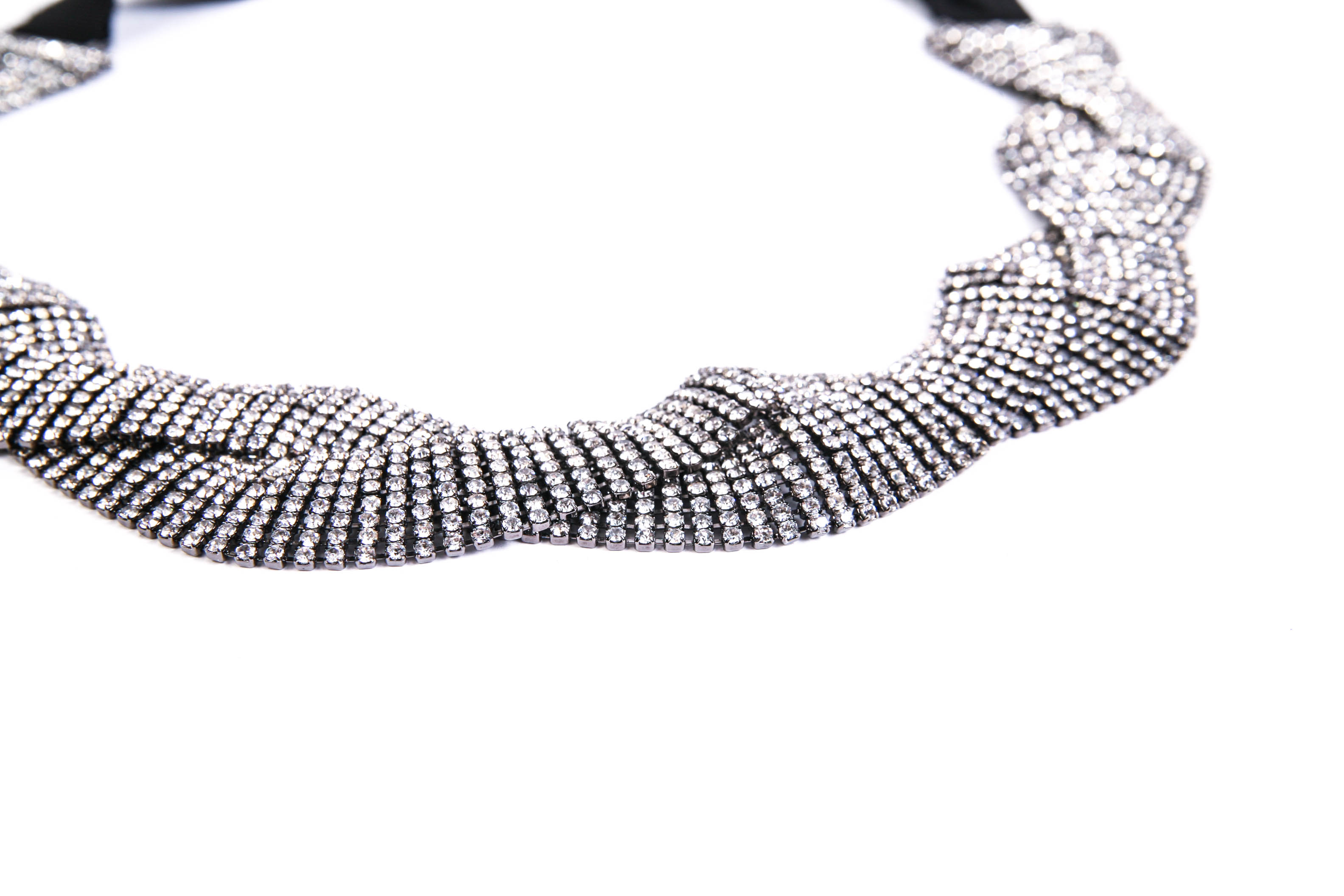 Barney's Black Woven Jeweled Belt