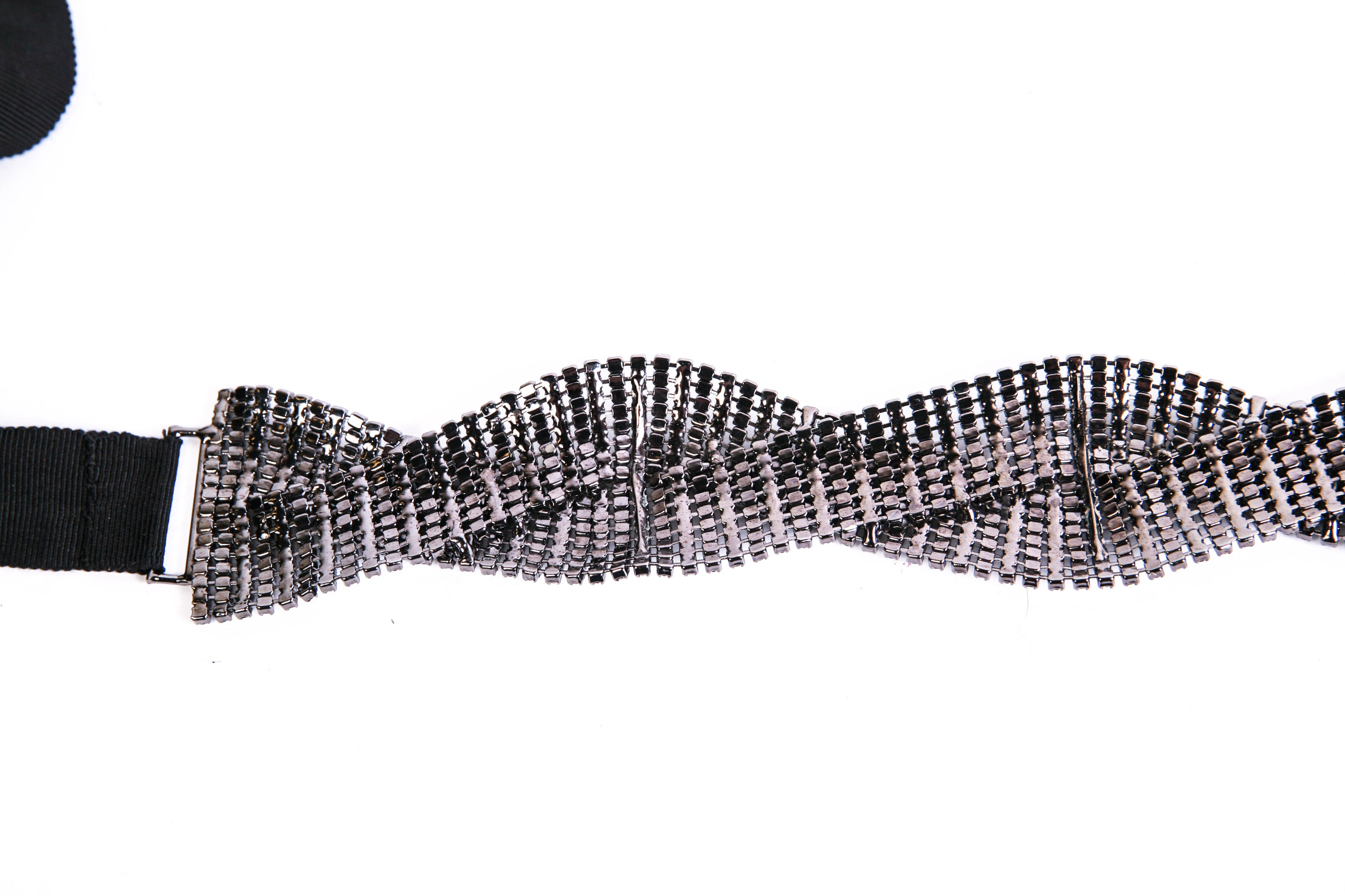 Barney's Black Woven Jeweled Belt