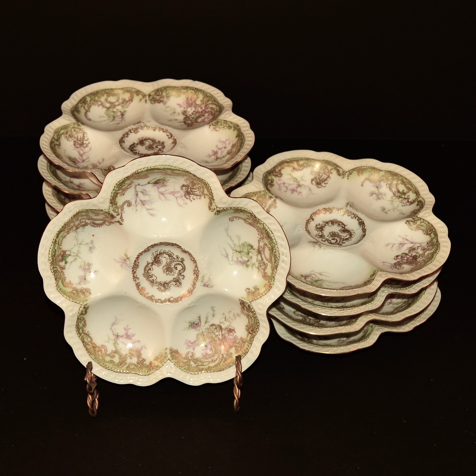 Set of 10 Haviland Limoges Oyster Plates