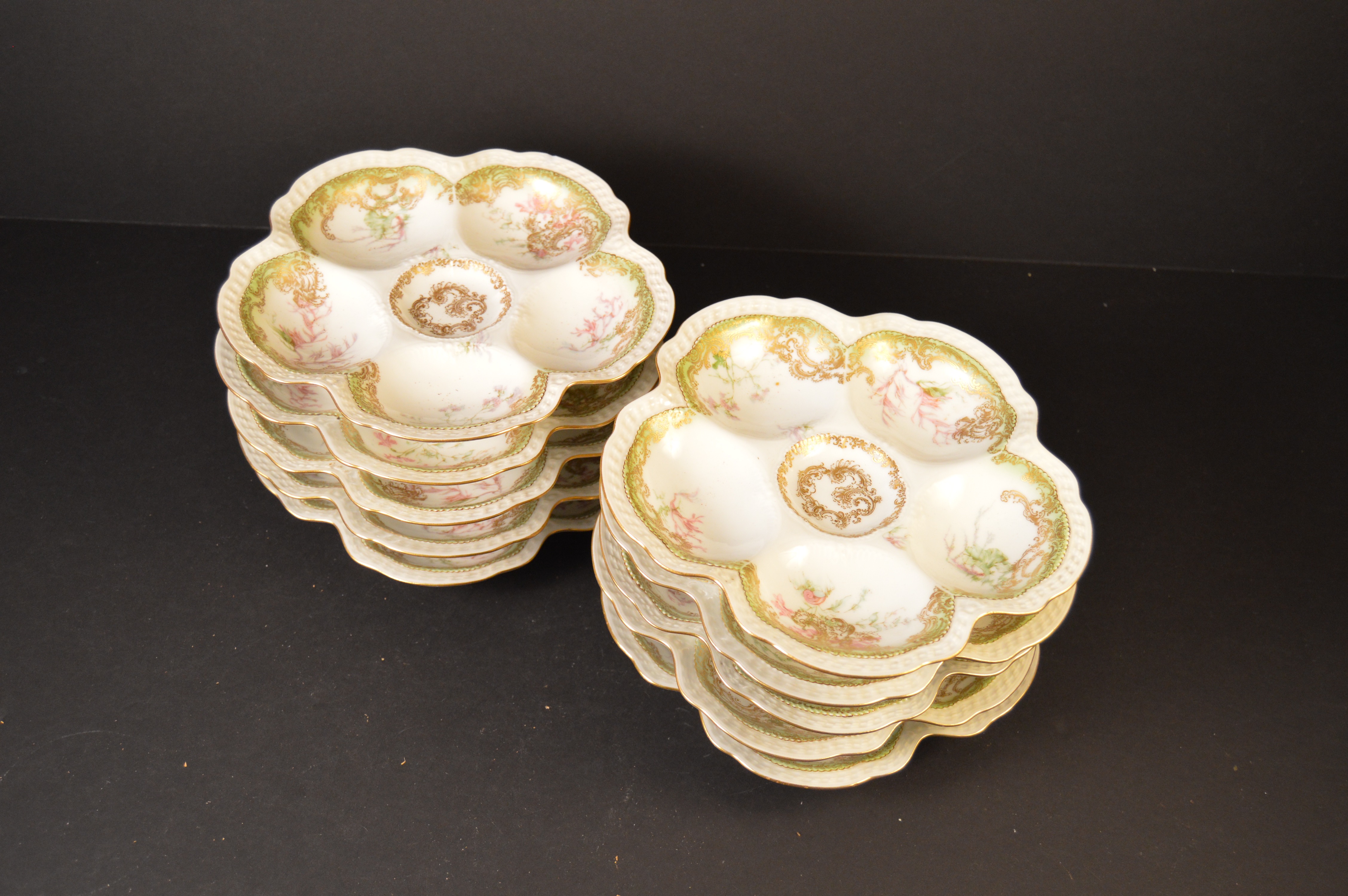 Set of 10 Haviland Limoges Oyster Plates