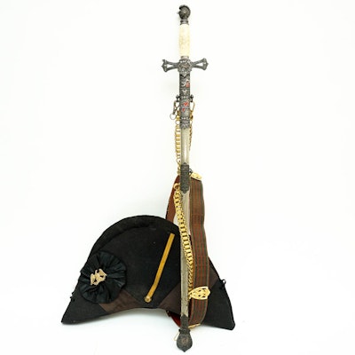 1920s M.C. Lilley Masonic Sword With Sheathe And Hat 1920s M.C. Lilley Masonic Sword With Sheathe And Hat