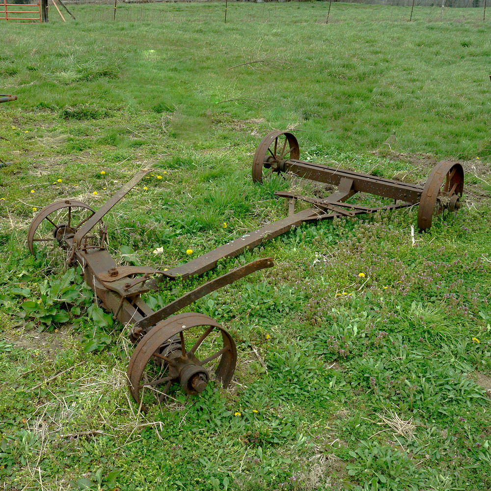 Antique Cart Frame on Spoked Wheels