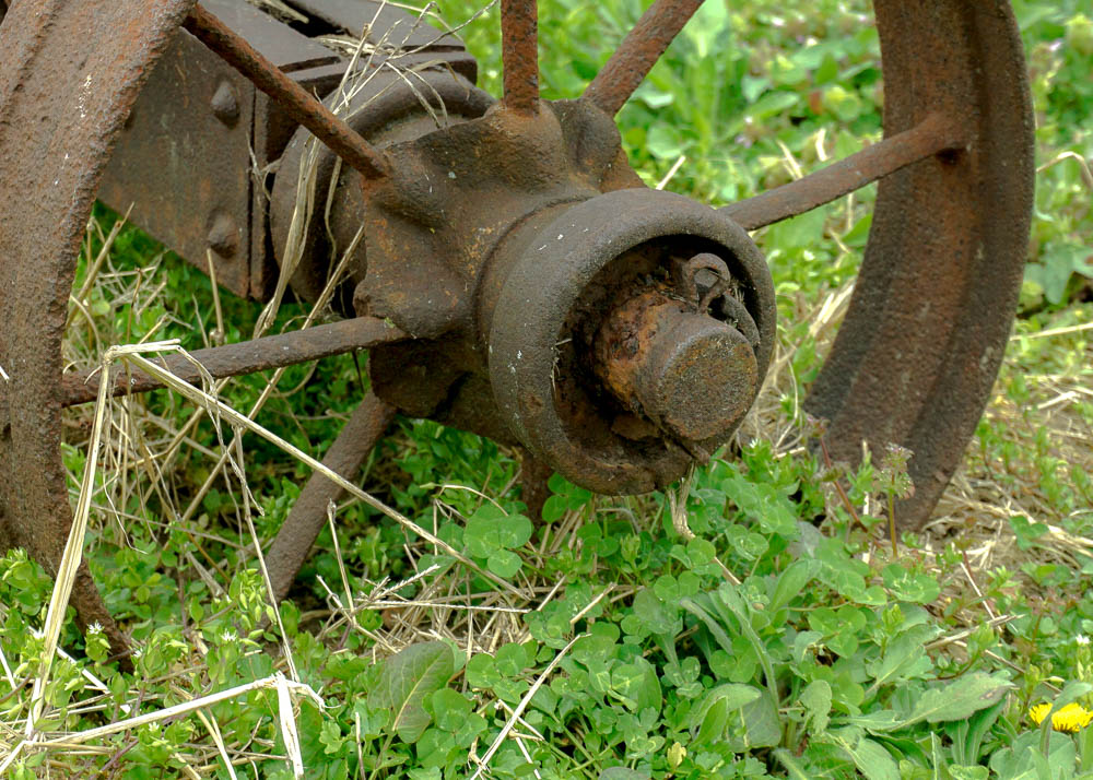 Antique Cart Frame on Spoked Wheels