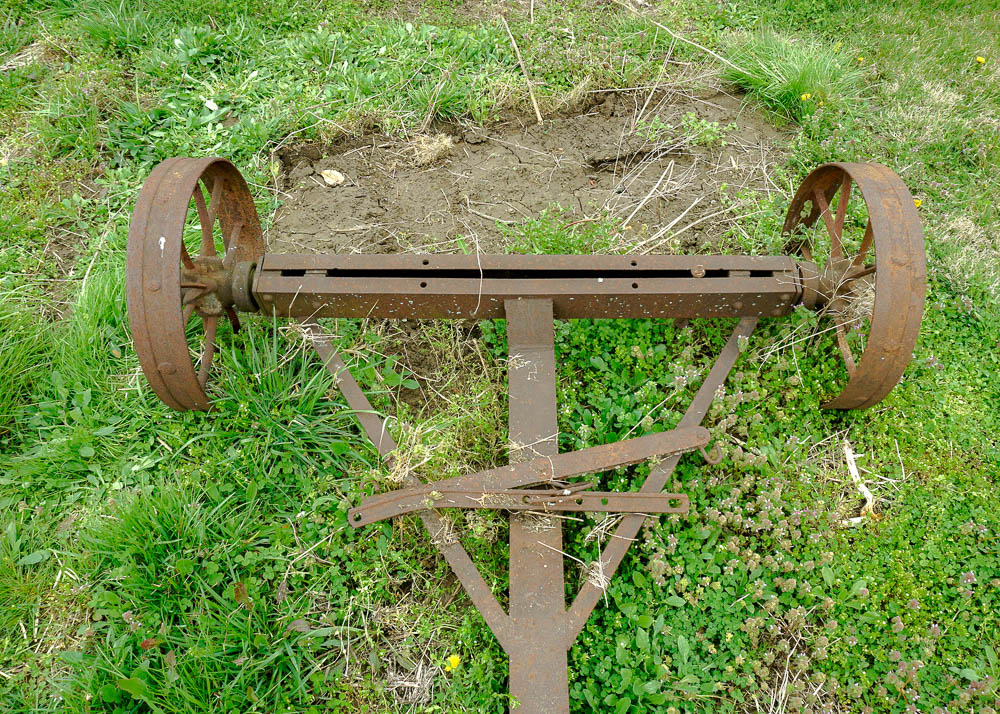Antique Cart Frame on Spoked Wheels