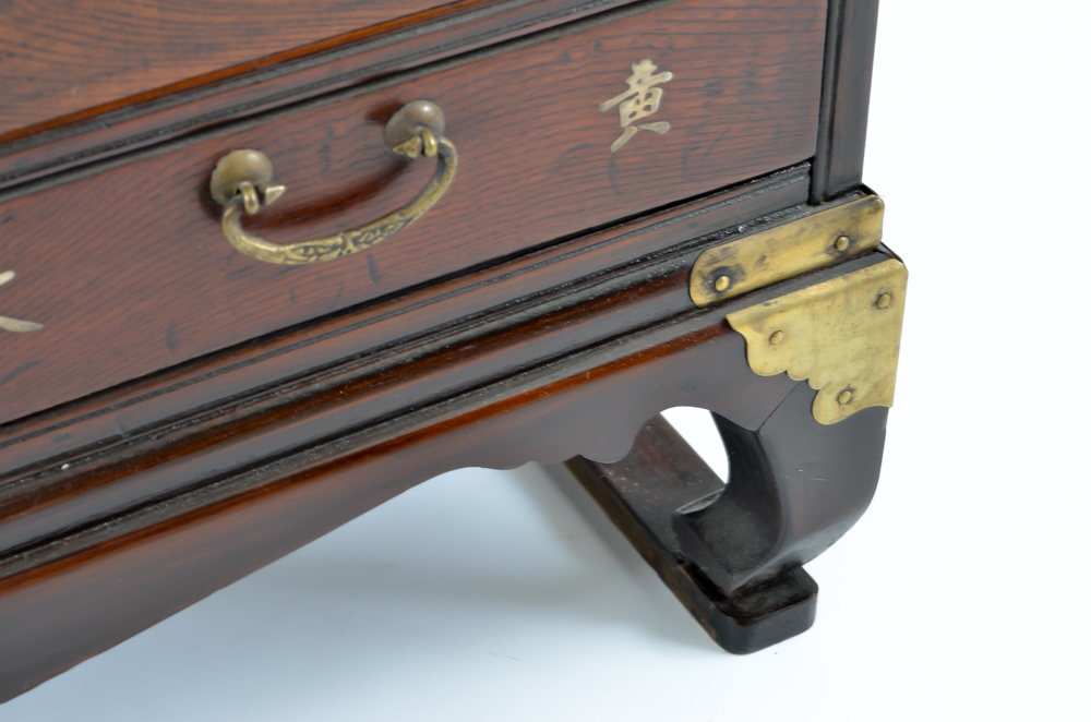 Korean Stained Pine and Elm Apothecary Chest
