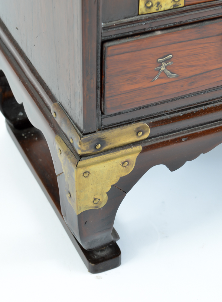 Korean Stained Pine and Elm Apothecary Chest