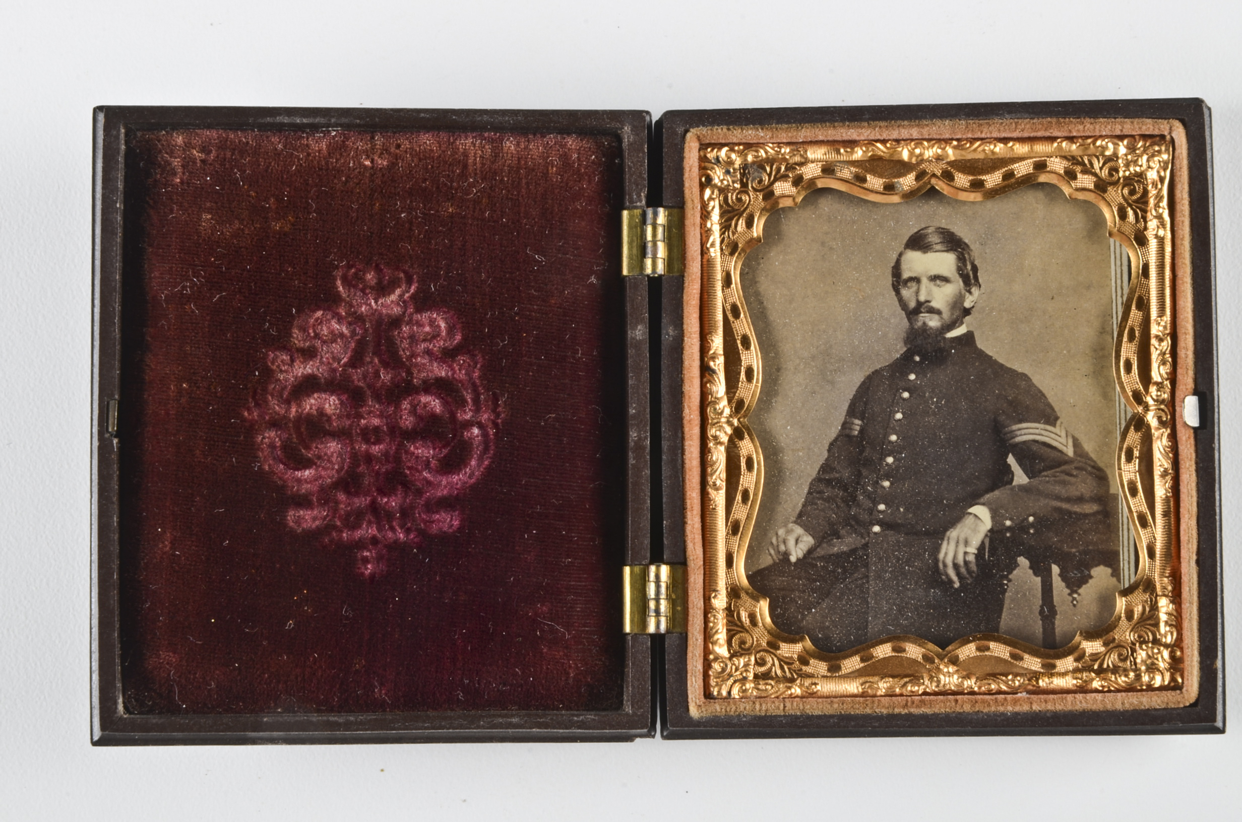 Antique Carte de Visite Portrait of Civil War Sergeant in Gutta Percha Case