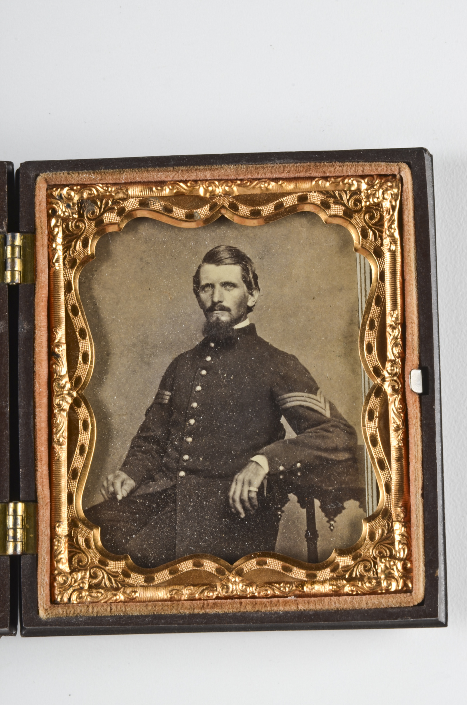 Antique Carte de Visite Portrait of Civil War Sergeant in Gutta Percha Case