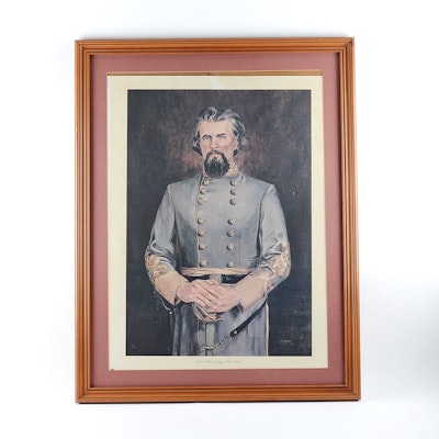 JM Garner Signed Offset Portrait of Nathan Bedford Forrest JM Garner Signed Offset Portrait of Nathan Bedford Forrest
