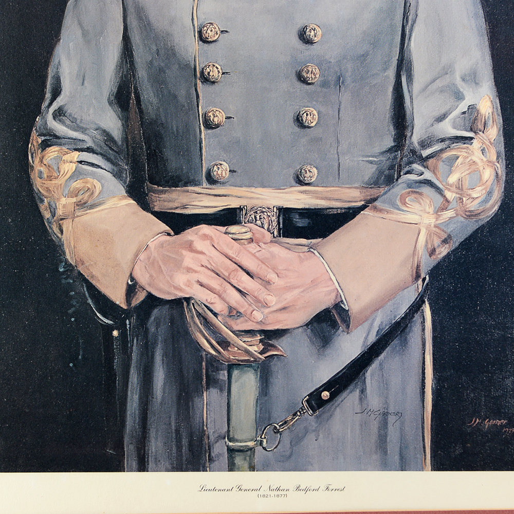 JM Garner Signed Offset Portrait of Nathan Bedford Forrest