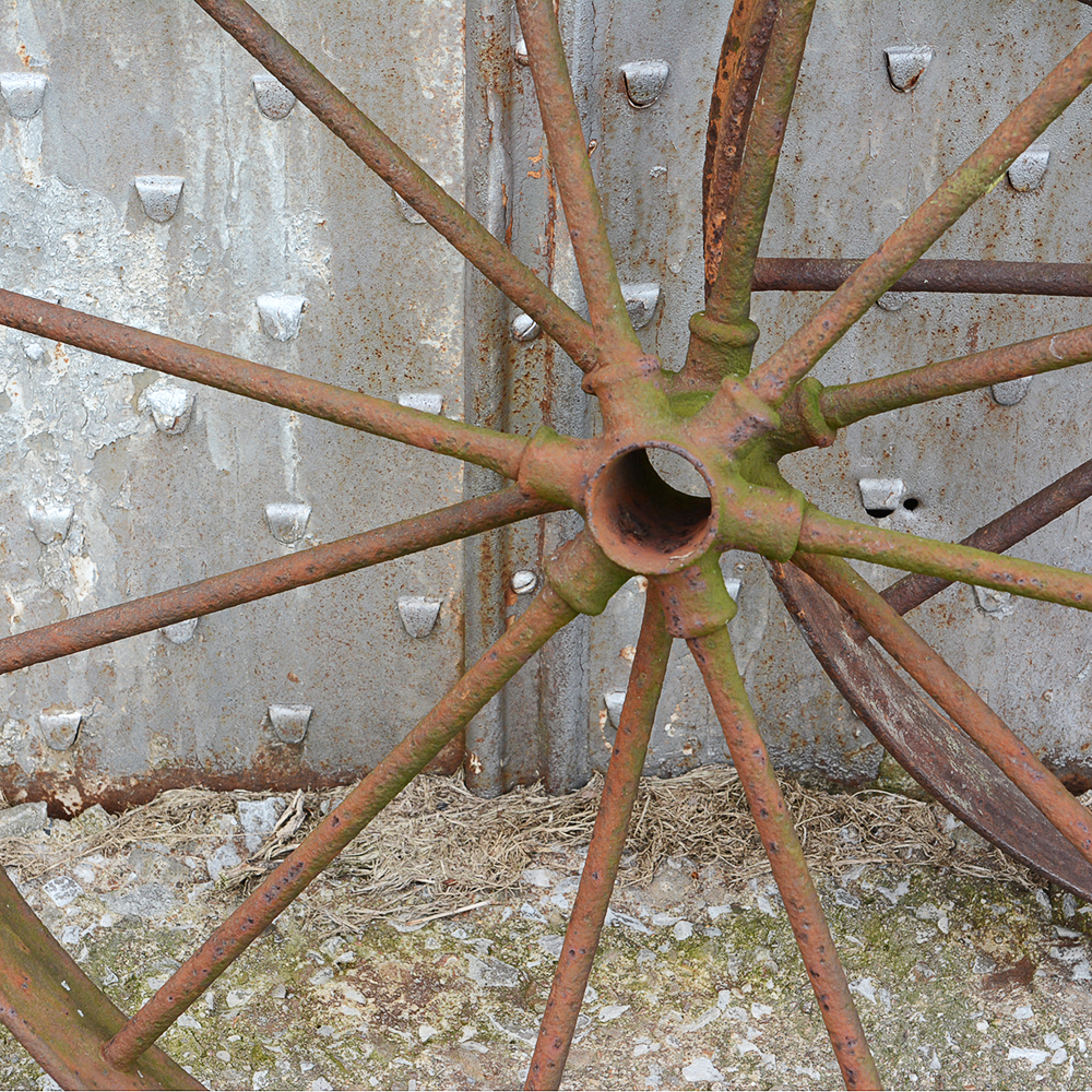 Antique Iron Cart Wheel Pair