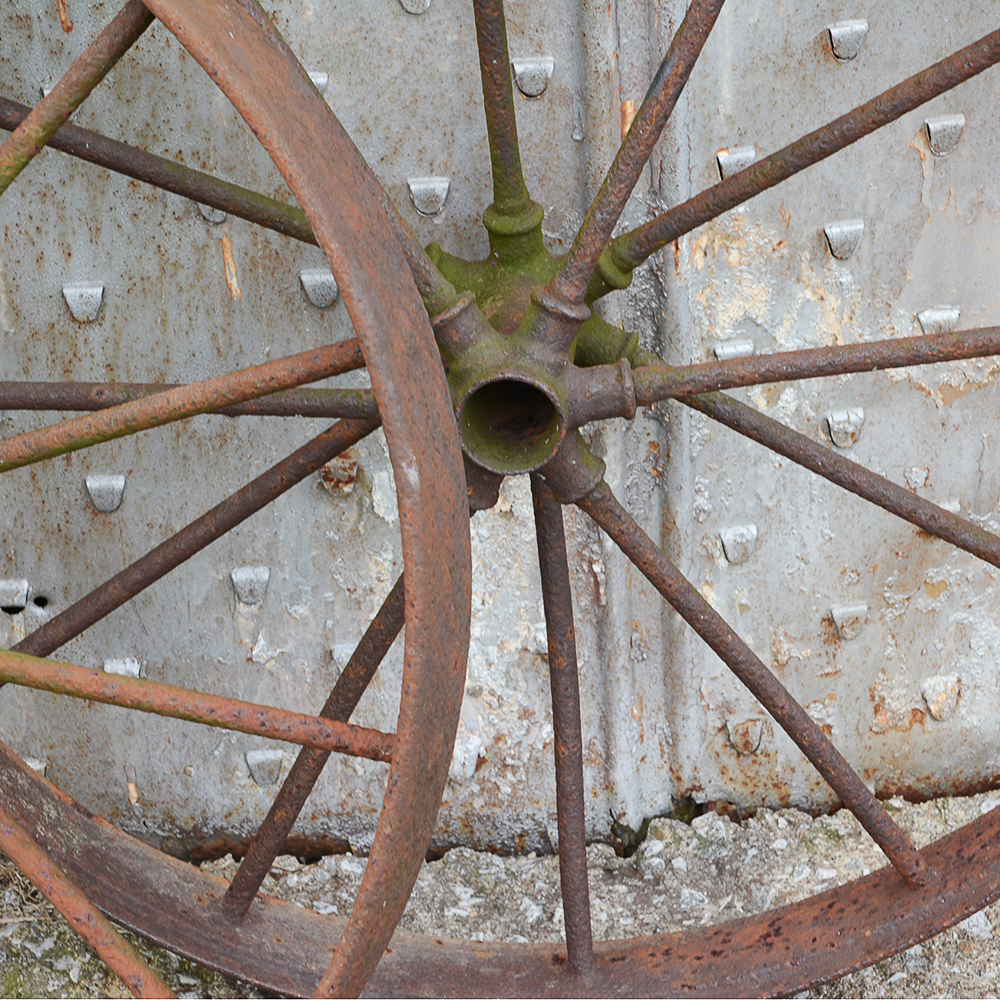 Antique Iron Cart Wheel Pair