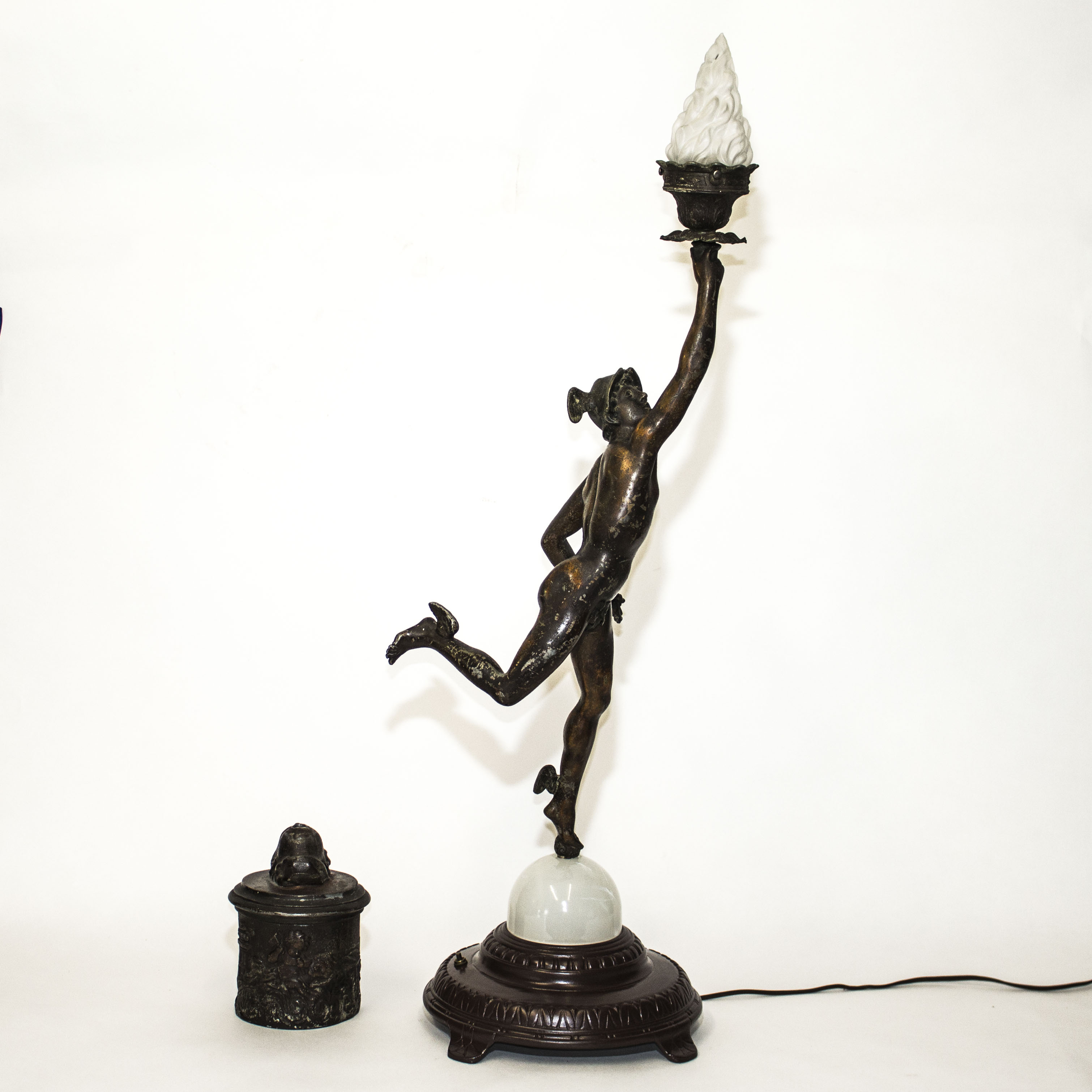 Vintage Newel Post Lamp Mercury Carrying Flame