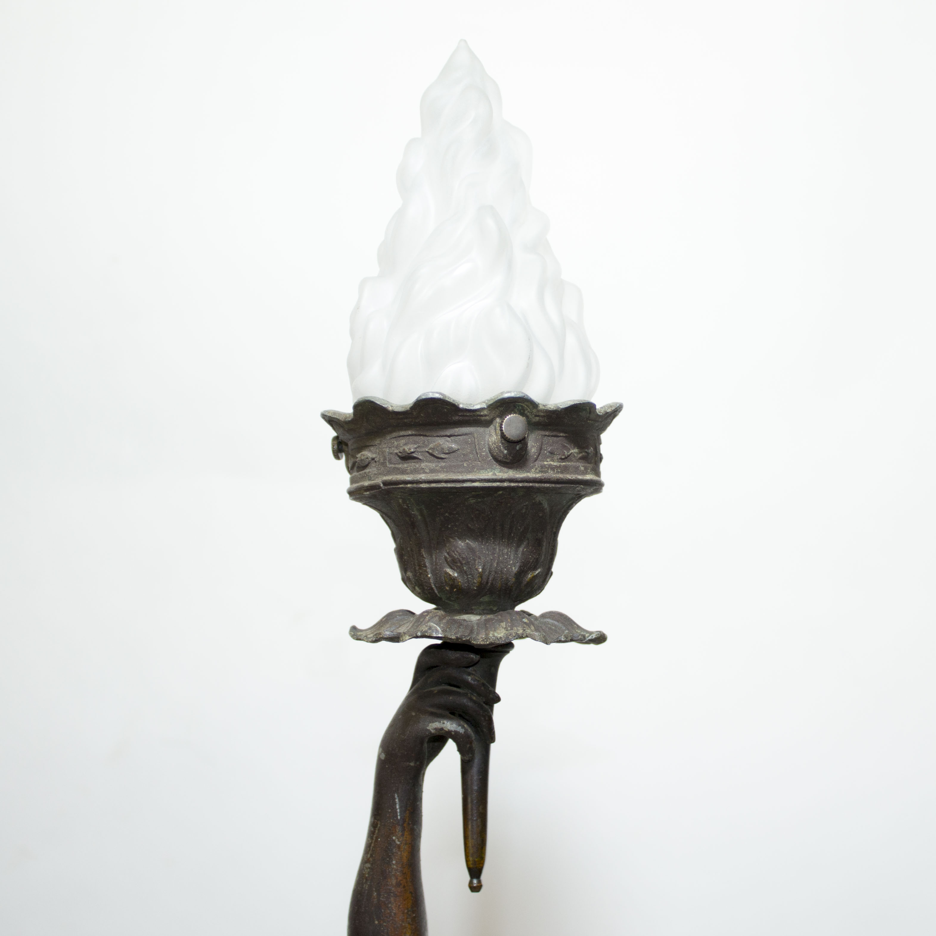Vintage Newel Post Lamp Mercury Carrying Flame