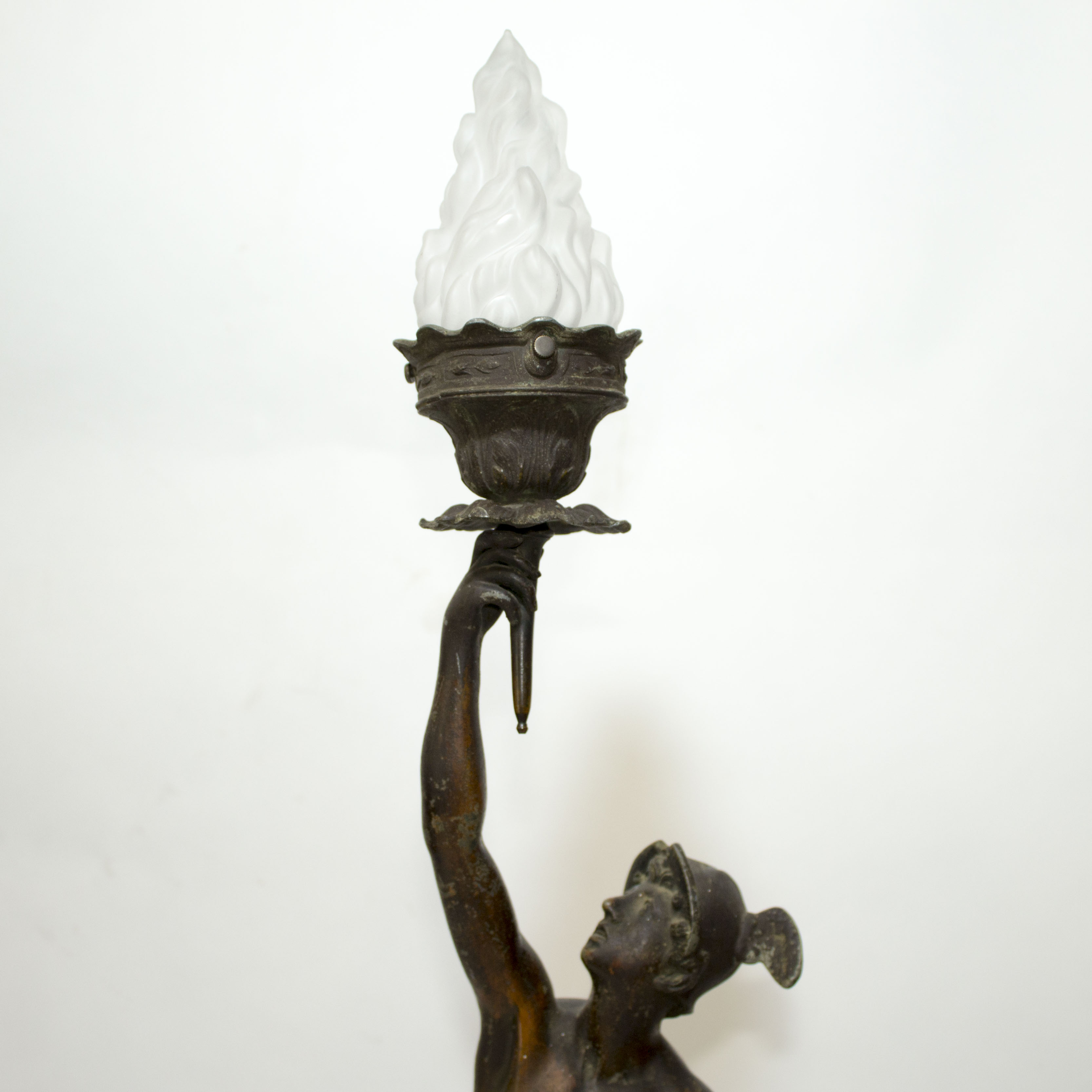 Vintage Newel Post Lamp Mercury Carrying Flame