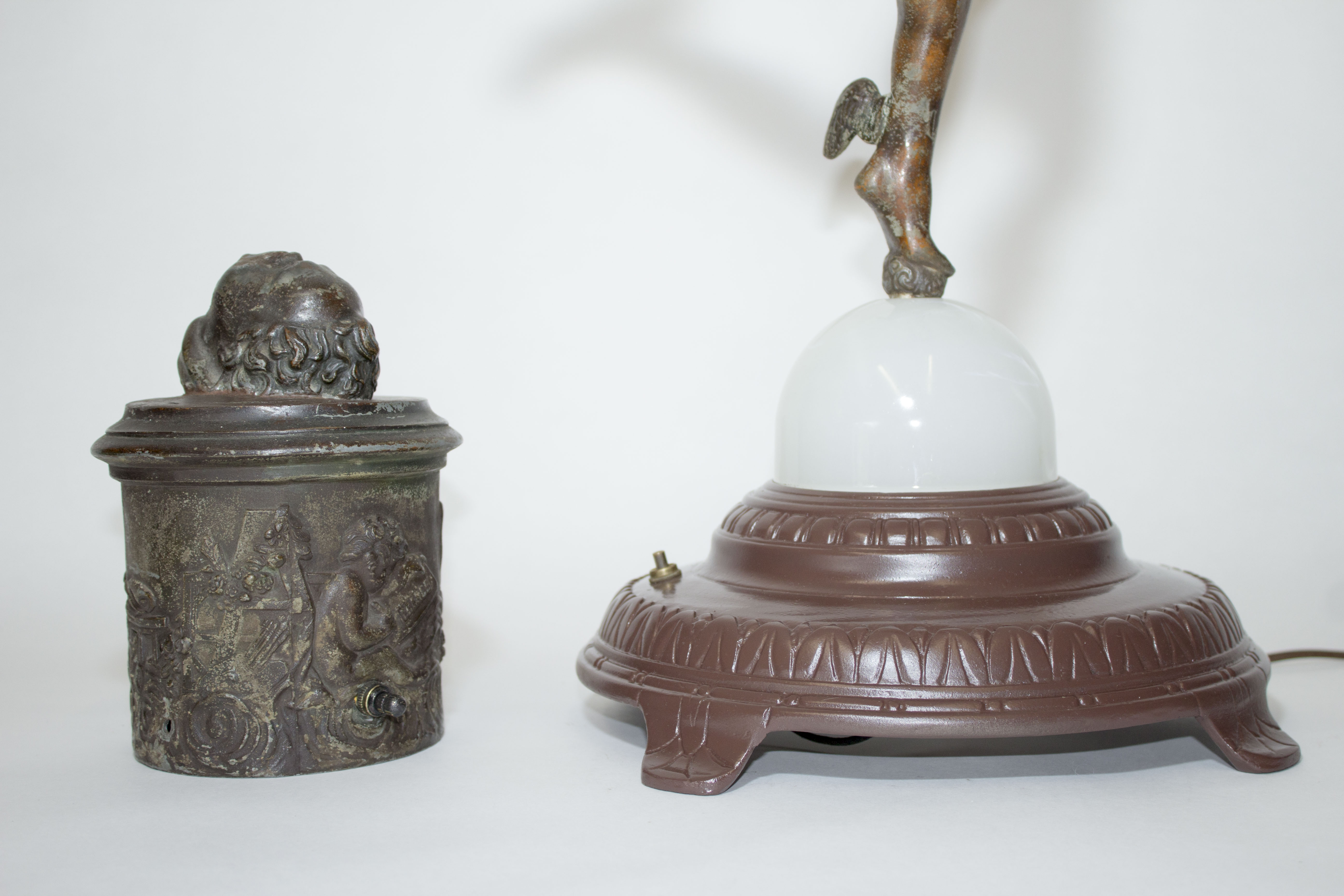 Vintage Newel Post Lamp Mercury Carrying Flame