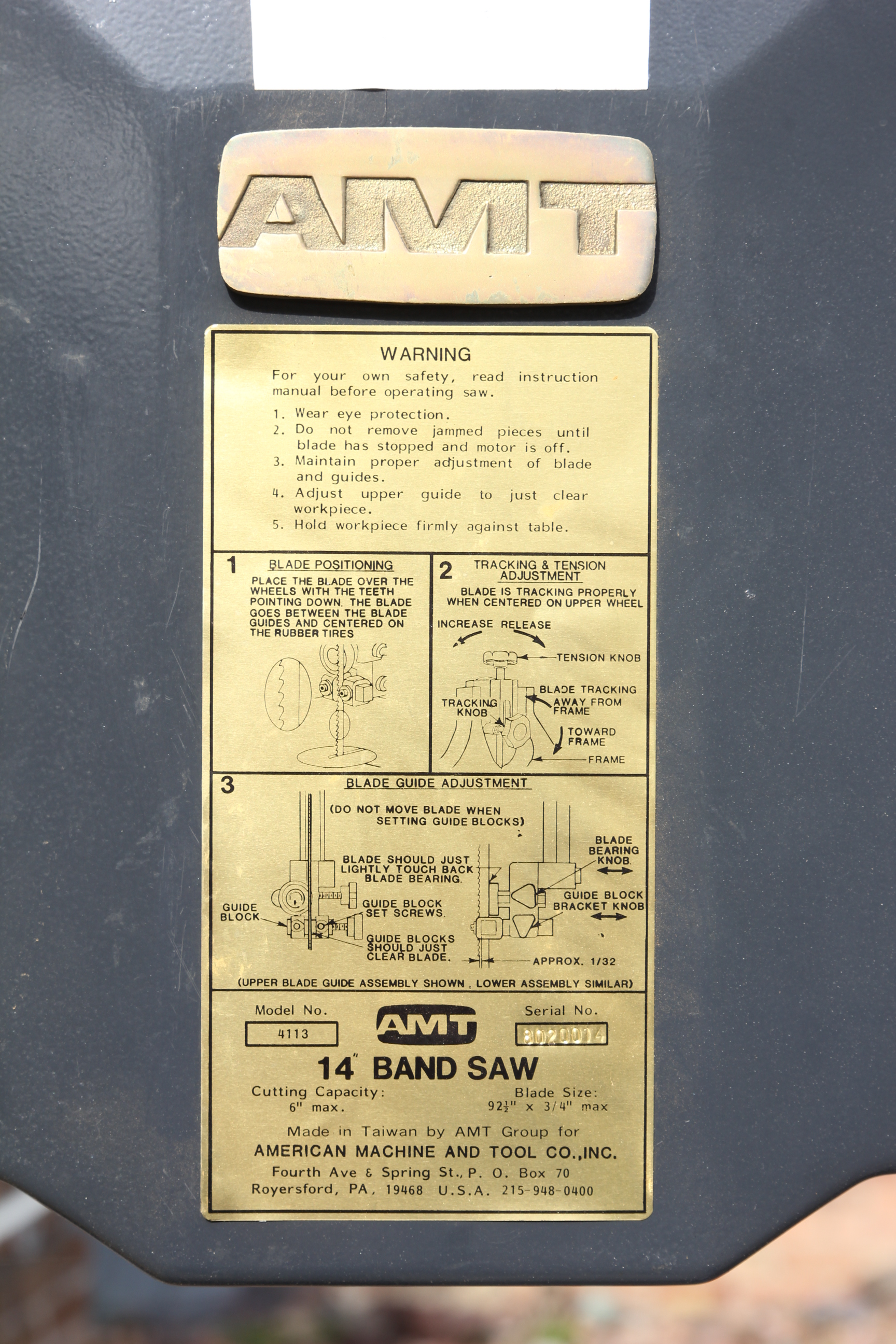 AMT 14" Stationary Band Saw