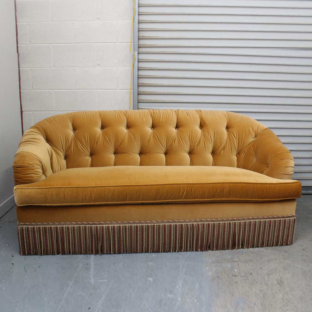 Gold Velvet Sofa by Charles Stewart Company