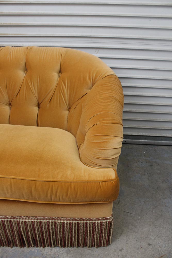 Gold Velvet Sofa by Charles Stewart Company