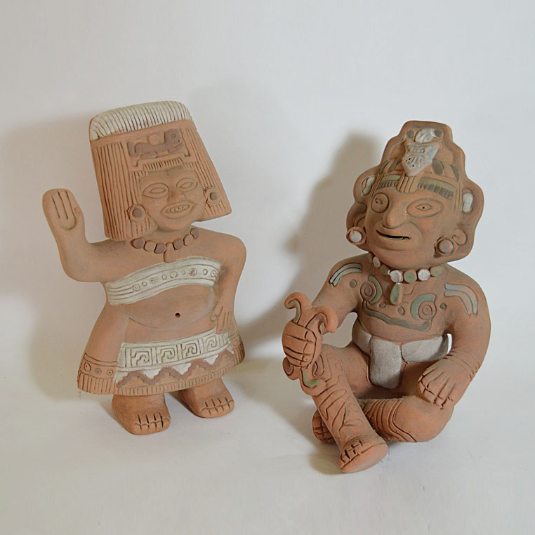 Mexican Aztec Style Pottery Figurines