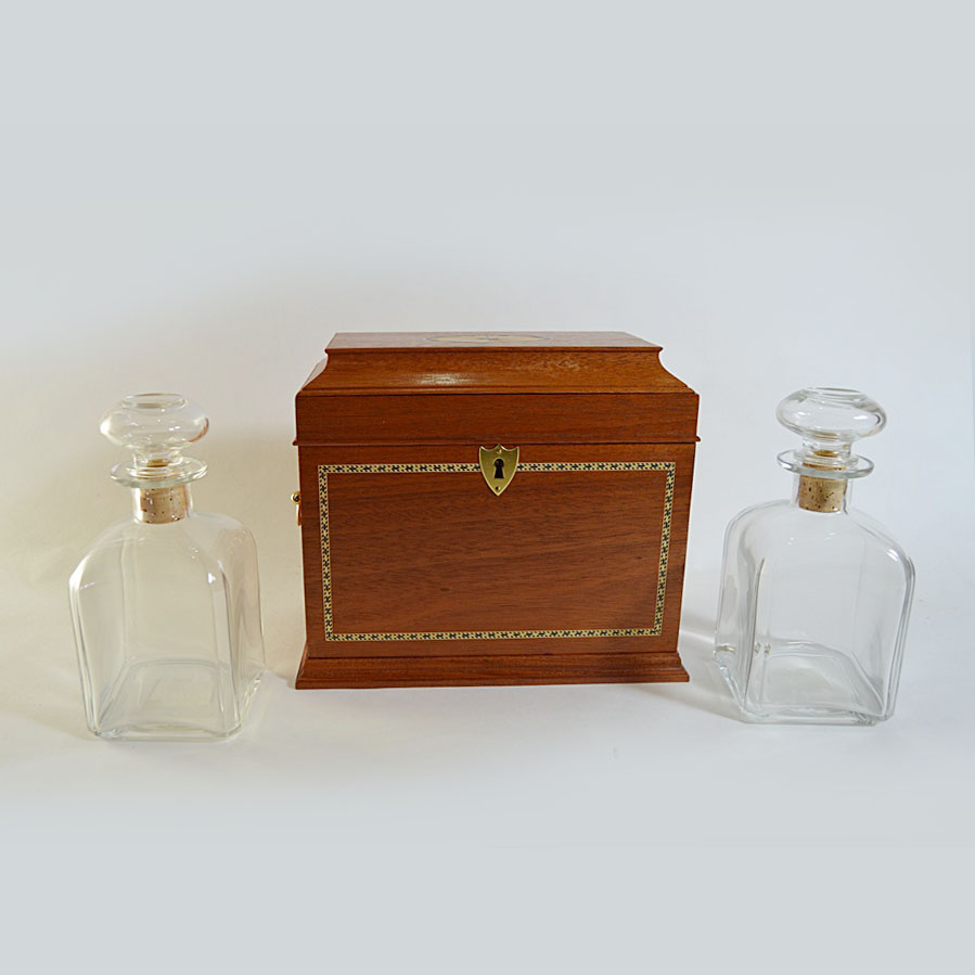 Bartley Collection Mahogany Liquor Cask with Pair of Decanters