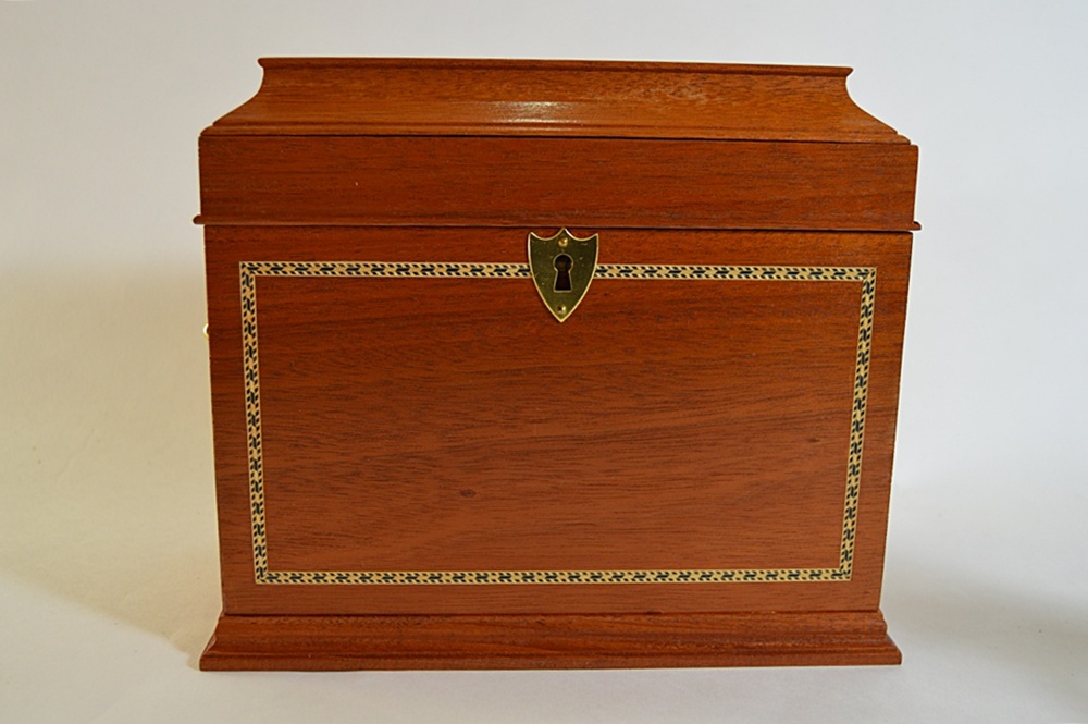 Bartley Collection Mahogany Liquor Cask with Pair of Decanters