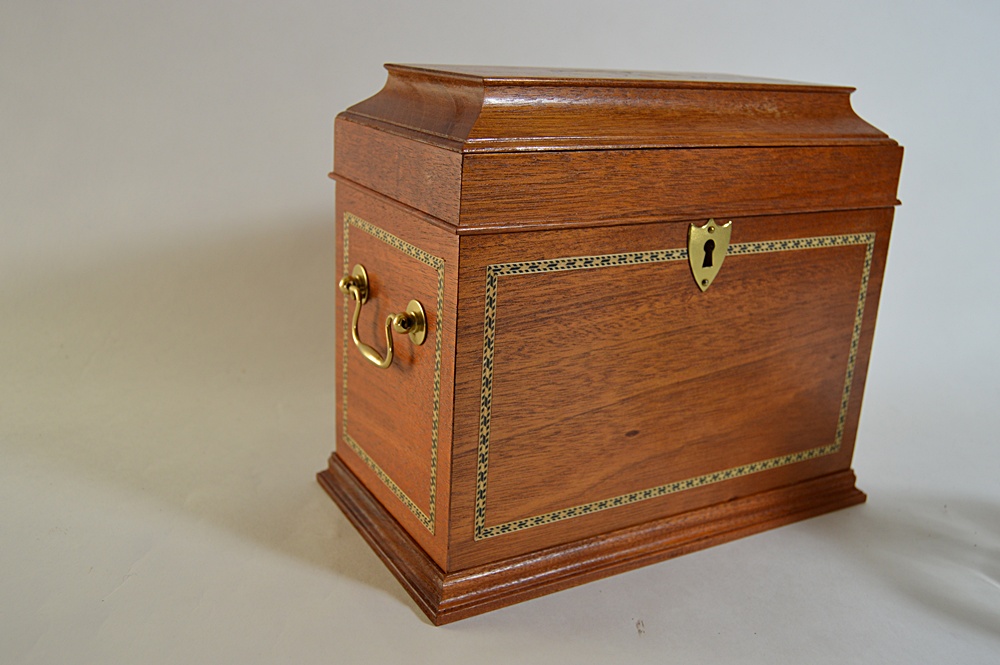 Bartley Collection Mahogany Liquor Cask with Pair of Decanters