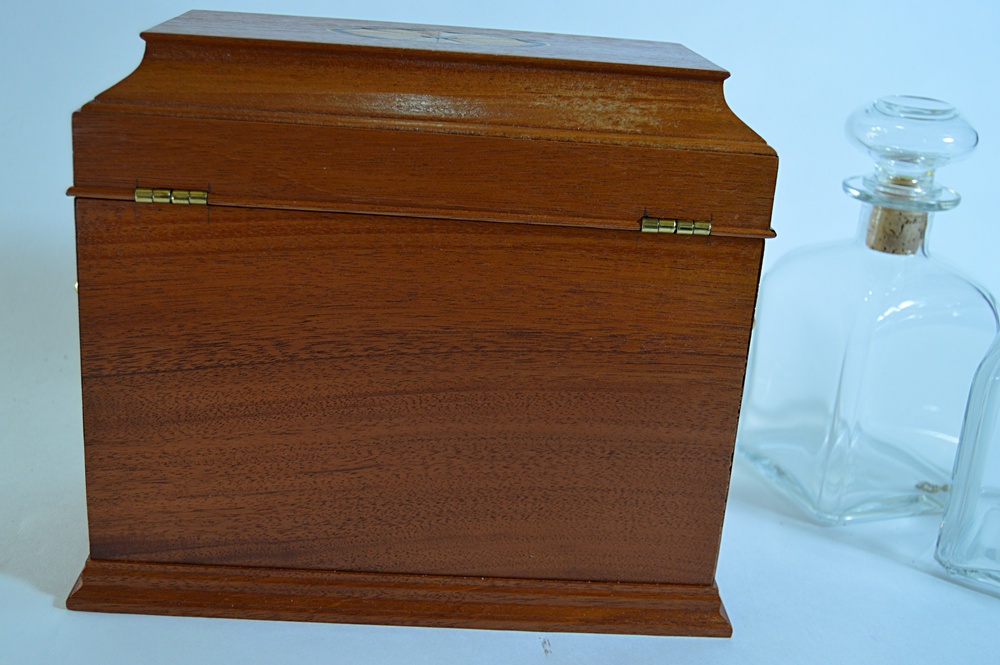 Bartley Collection Mahogany Liquor Cask with Pair of Decanters